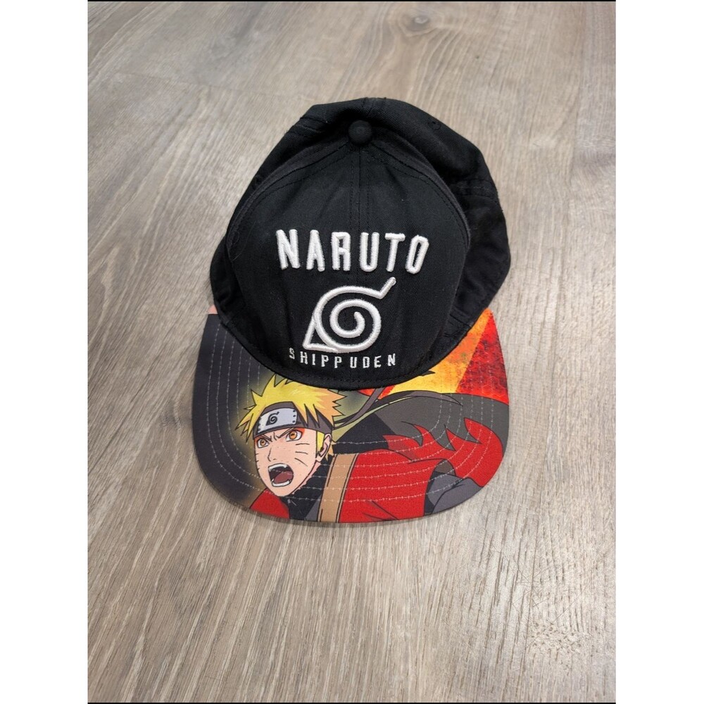 Naruto Shippuden Black Snapback Hat with Graphic Brim
